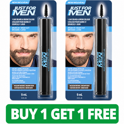 Just For Men 1-Day Beard & Brow Colour Medium Brown - 1 Count (2-Pack, Total: 2 Count)
