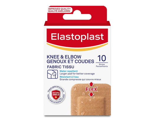 Elastoplast Flexible Fabric Knee & Elbow Bandages - 10 Count product packaging