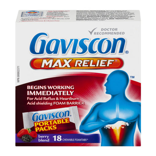 Gaviscon Max Relief Berry Chewable, 18 Tablets