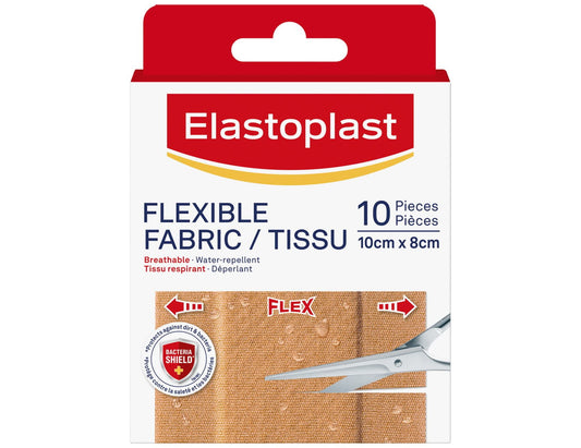Elastoplast Flexible Fabric Dressing Strips, 8 cm - 10 Count product packaging