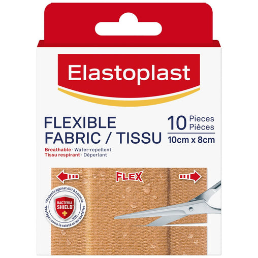 Elastoplast Flexible Fabric Dressing Strips, 8 cm - 10 Count product packaging