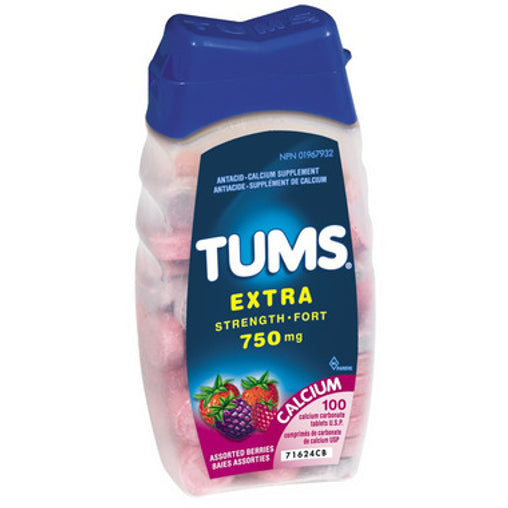 Tums Extra Strength Assorted Berries 750 mg, 100 Tablets
