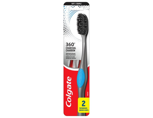Colgate 360 Charcoal Adult Soft Toothbrushes - 2 Pack product image