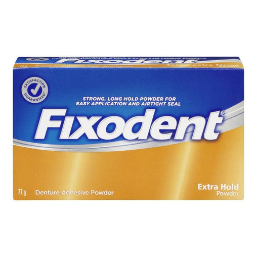 Fixodent Extra Hold Denture Adhesive Powder - 77 g product packaging