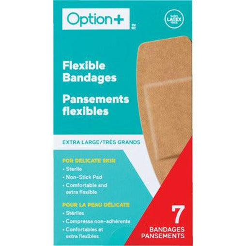 Option+ Flexible Bandages, Extra Large - 7 Bandages current product packaging