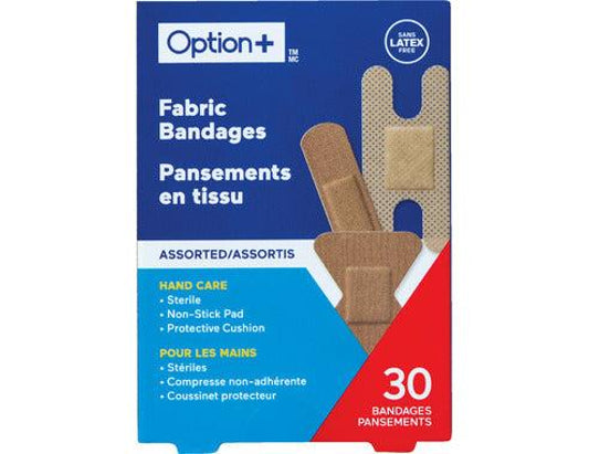 Option+ Fabric Hand Care Bandages, Assorted - 30 Bandages current product packaging