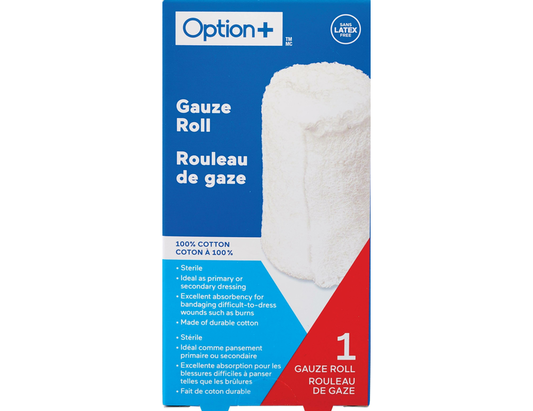 Option+ Sterile 100% Cotton Gauze Roll - 1 Roll current product packaging