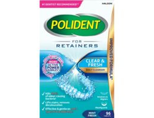 Polident Retainer & Dental Appliance Cleanser - 96 Tablets current product packaging