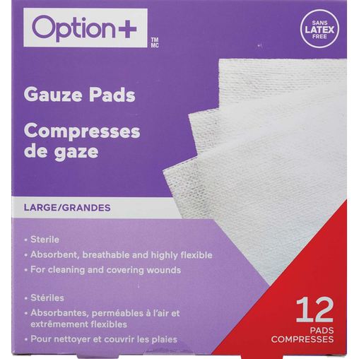 Option+ Sterile Gauze Pads, 4 x 4 in - 12 Pads current product packaging