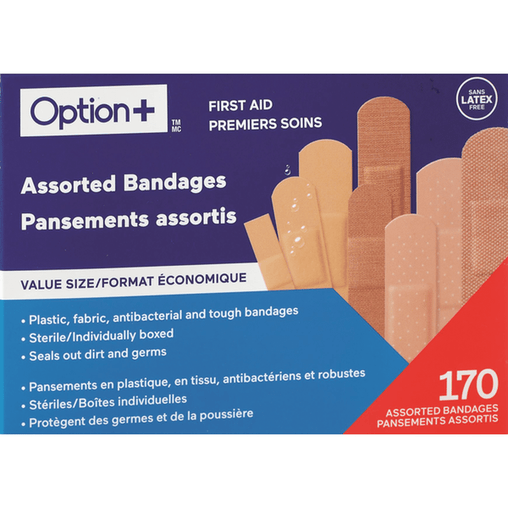 Option+ Assorted Bandages Value Size - 170 Bandages current product packaging