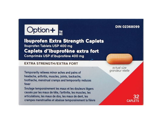 Option+ Extra Strength Ibuprofen Muscle & Joint Pain Relief - 32 Caplets product packaging
