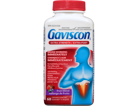 Gaviscon Extra Strength Fruit Antacid Tablets, 60 ct