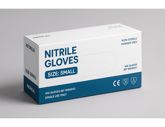 product box of Nitrile Gloves size small generic 