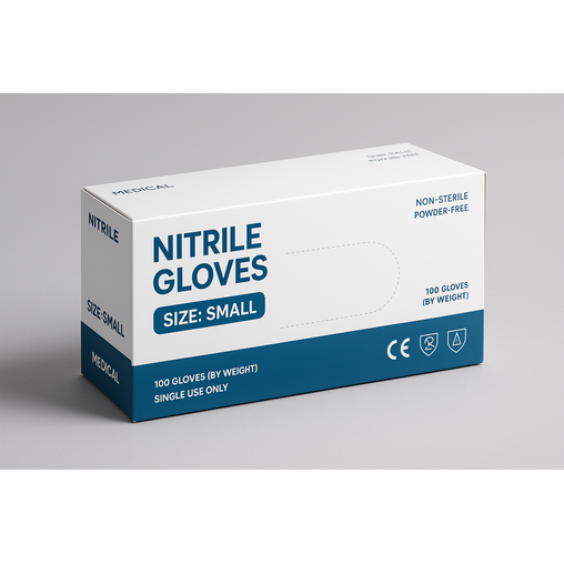 product box of Nitrile Gloves size small generic 