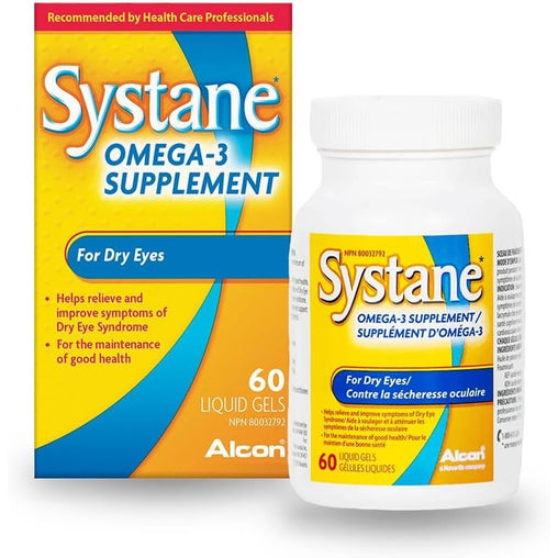 Systane Omega-3 Supplement for Dry Eyes - 60 Liquid Gels product feature and dry-eye relief information