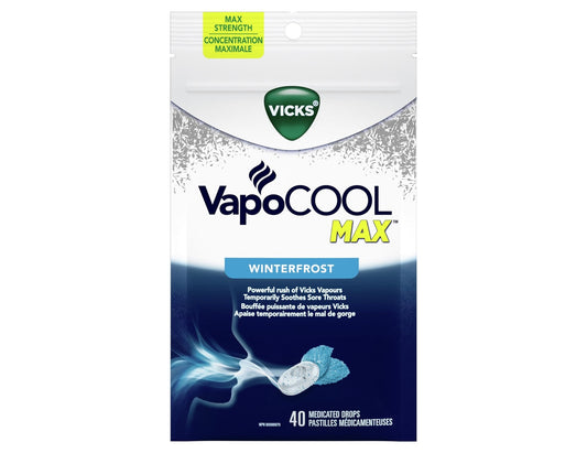 Vicks VapoCOOL Max Winterfrost Medicated Drops - 40 Count product packaging
