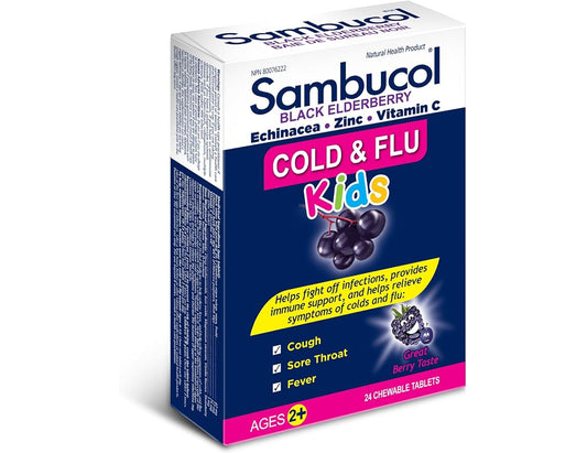 Sambucol Black Elderberry Kids Cold & Flu - 24 Chewable Tablets