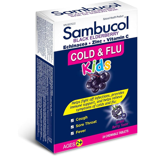 Sambucol Black Elderberry Kids Cold & Flu, 24 Chewable Tablets