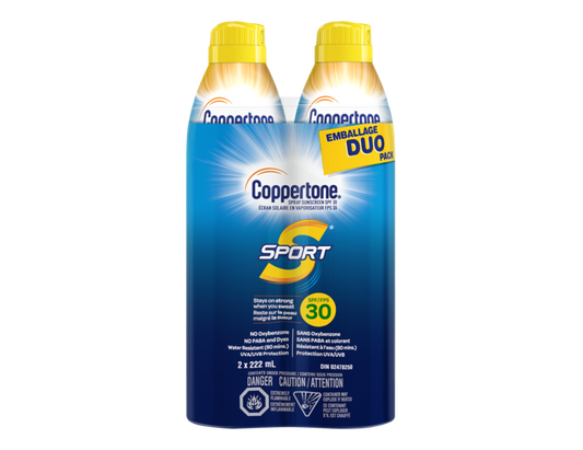 Coppertone Sport Sunscreen Continuous Spray, SPF 30 – 2 x 222 mL