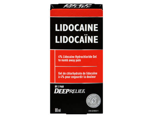 Deep Relief Lidocaine 4% Pain Relief Gel - 80 mL product packaging