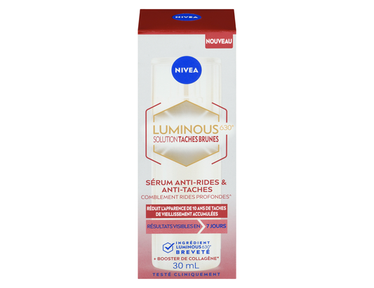 Nivea Luminous630 Dark Spot Solution Anti Wrinkle and Age Spot Serum, 30 mL