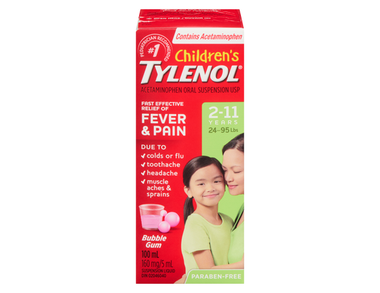 TYLENOL Suspension for Children – Bubble Gum Flavour, 100mL