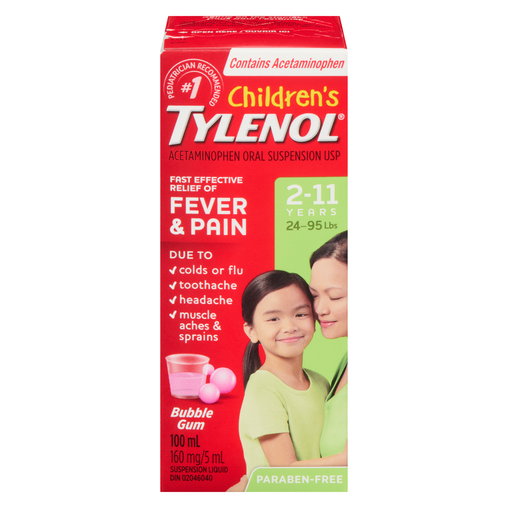 TYLENOL Suspension for Children – Bubble Gum Flavour, 100mL
