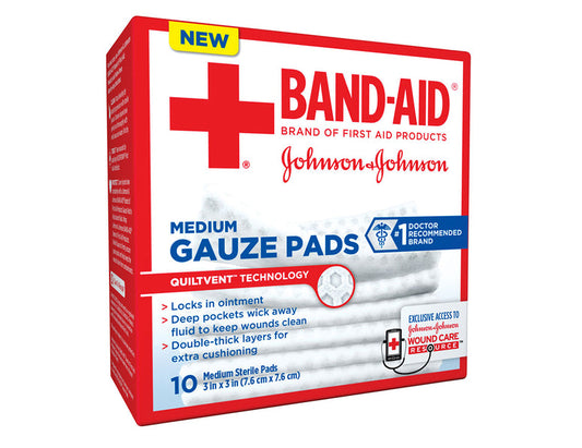 Band-Aid Small Gauze Pads - 10 Count product packaging
