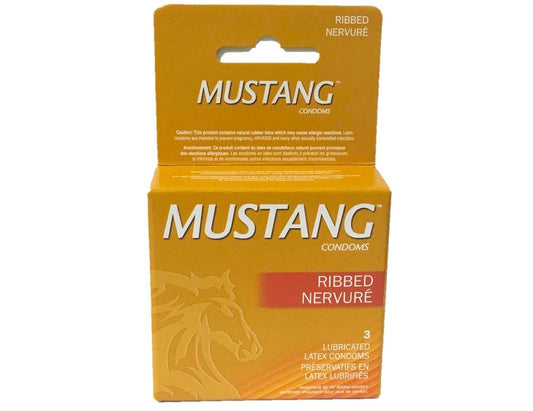 Mustang Ribbed Condoms – 3 ct