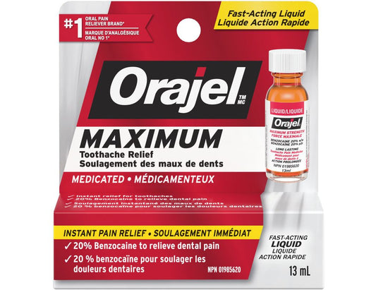Orajel Maximum Toothache Relief Fast-Acting Liquid, 13 mL
