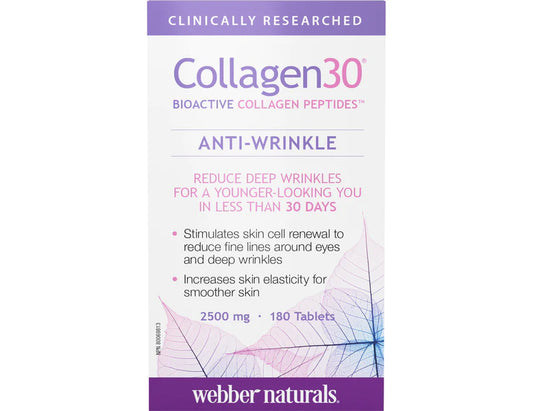 Webber Naturals Collagen30 Anti-Wrinkle Bioactive Collagen Peptides Tablets - 180 Count