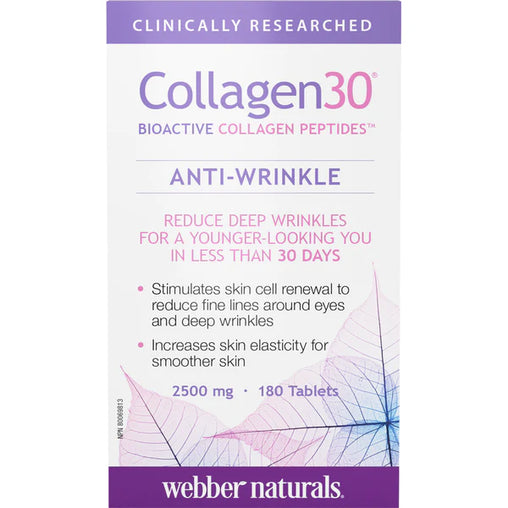 Webber Naturals Collagen30 Anti-Wrinkle Bioactive Collagen Peptides Tablets - 180 Count