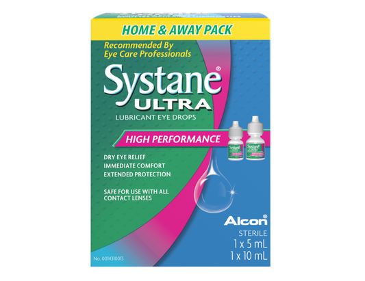 Systane Ultra Lubricant Eye Drops Home and Away Pack 10 + 5 mL