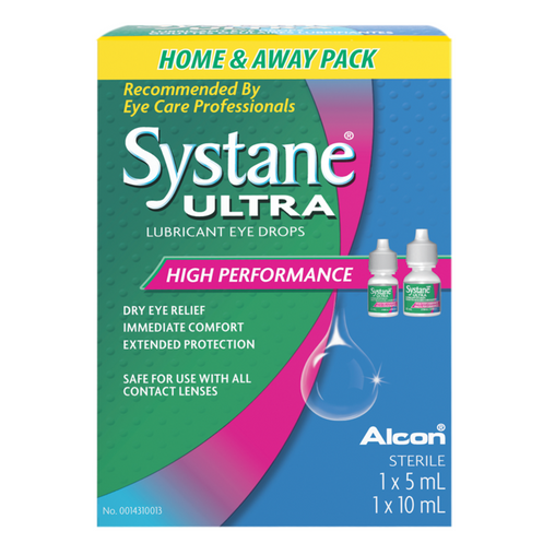 Systane Ultra Lubricant Eye Drops Home and Away Pack 10 + 5 mL