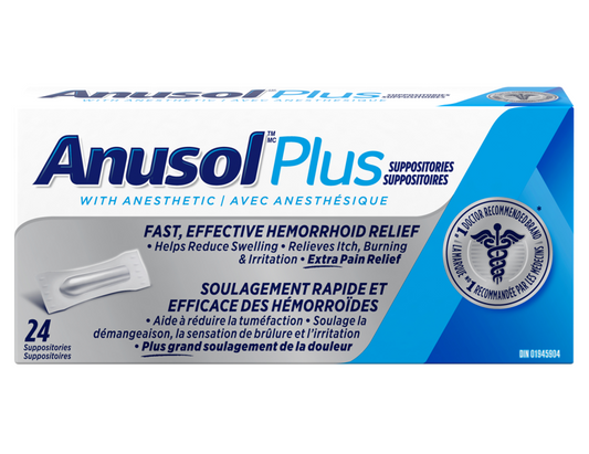 Anusol Plus Hemorrhoidal Suppositories 24 Count