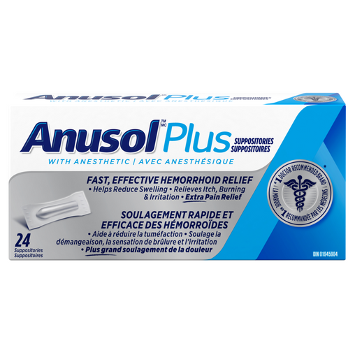 Anusol Plus Hemorrhoidal Suppositories 24 Count
