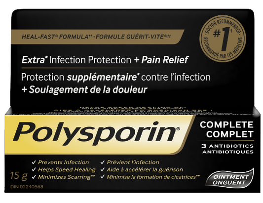 Polysporin Complete Antibiotic Ointment Heal-Fast Formula 15g 15 g