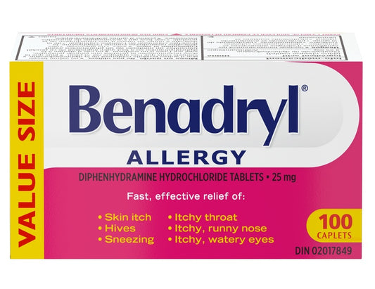 Benadryl Allergy Caplets 100 Caplets