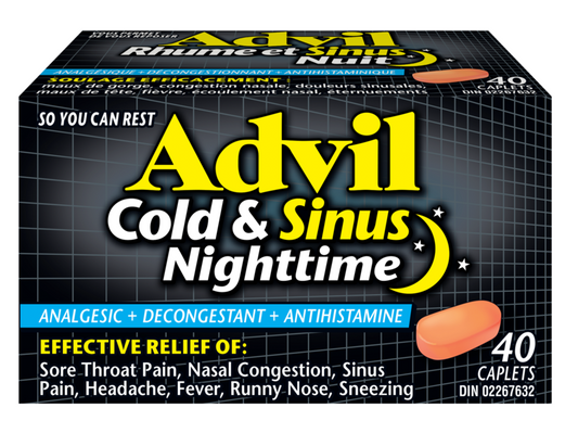 Advil Cold & Sinus Nighttime Caplets 40 Caplets