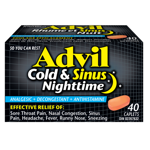 Advil Cold & Sinus Nighttime Caplets 40 Caplets