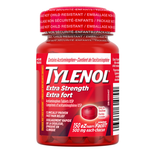 Tylenol Extra Strength 500mg eZ Tabs Easy Open Bottle 150 Tablets