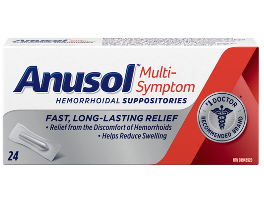 Anusol Multi-Symptom Hemorrhoidal Suppositories 24 Count
